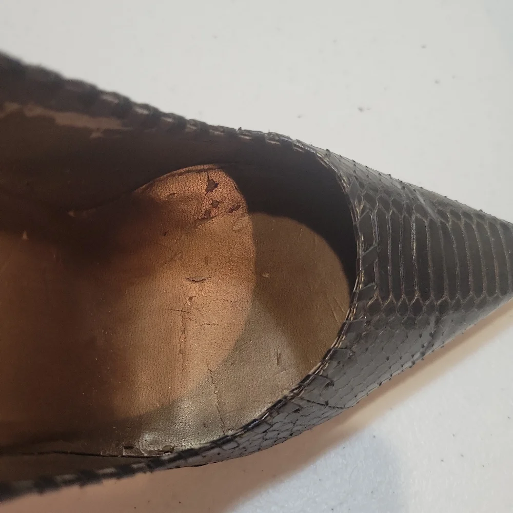 Nine West Brown Snakeskin Pointed-Toe Heels